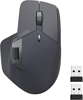 Rapoo MT760 Multi-Device Wireless Mouse, Bluetooth 5.0/3.0 and 2.4GHz Tri-Mode Connection, Up to 4 Devices, 11 Programmable Buttons, 4K DPI, Ergonomic Design, 90 Days Battery Life, PC, Matte Black