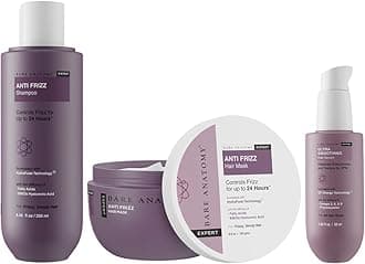 Bare Anatomy Anti Frizz Shampoo + Hair Mask + Ultra Smoothing Hair Serum Kit | Frizz Control upto 24 hrs | Hyaluronic Acid & Fatty Acids | Paraben & Sulphate Free | Women & Men | 250ml + 250g + 50ml