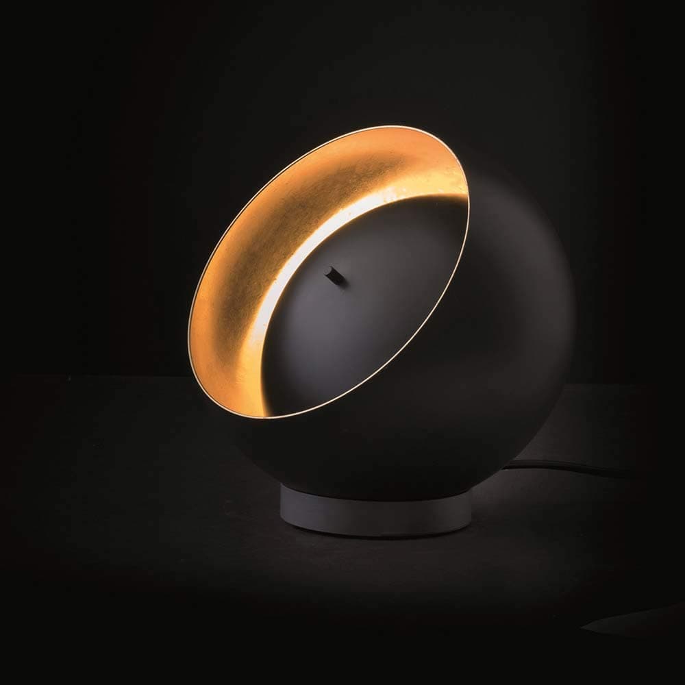 Oluce Effective Eva LED table lamp, black, gold colour.