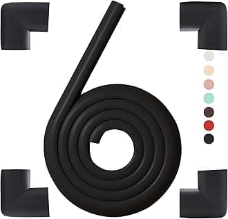 Baby Proofing Edge Guards and Corner Covers,Child Edge Protectors,Foam Edge Bumpers for Furniture,Suitable for Metal Frame Desk Counter Sharp Corners (Black(4 Corner&6.5ft Safety Bumpers))