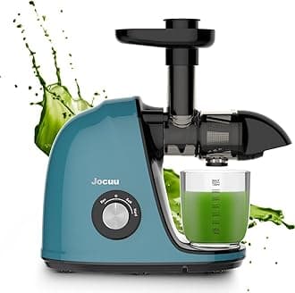 Jocuu Juicer, Slow Masticating Juicer Machine Easy to Clean, Cold Press Juicer Extractor with Soft/Hard Two-Speed, Quiet Motor, Reverse Function Anti-Clogging, with Brush & Recipes, for Healthy Juice