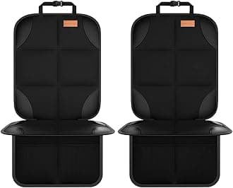 SMART ELF 2 pack Car Seat Protector - for kids, Child with Waterproof Fabric & Thickest Padded Cover & Featuring Best Size Coverage Available & Organiser Pockets - Fits Isofix