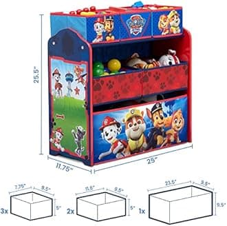 Delta Children, Paw Patrol 6-Bin Toy Storage Organiser, Large