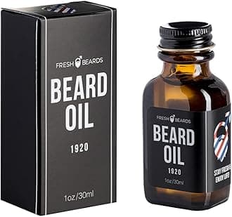 Fresh Beards 1920 Beard Oil - Classic Barbershop Fragrance - Scented Mens Beard and Mustache Oil - Soothing Anti-Itch Moisturizer & Softener for Dandruff Provention and Healthy Beard Growth