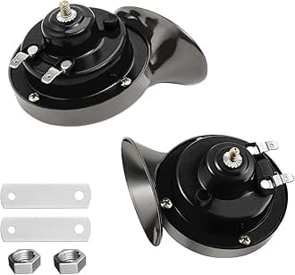 BLAU GRUN 2PCS 300DB Super Loud Train Horns, 12V Waterproof Air Horns Replacement Kit, Car Air Electric Snail Double Horn, Automotive Accessories Universal for Motorcycle, Truck, Bike, Boat (Gray)