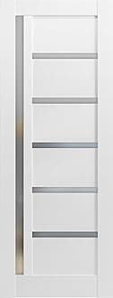 SARTODOORS Lite Slab Barn Door Panel 42x80 | Quadro 4088 White Silk with Frosted Opaque Glass | Sturdy Finished Wooden Modern Doors | Pocket Closet Sliding
