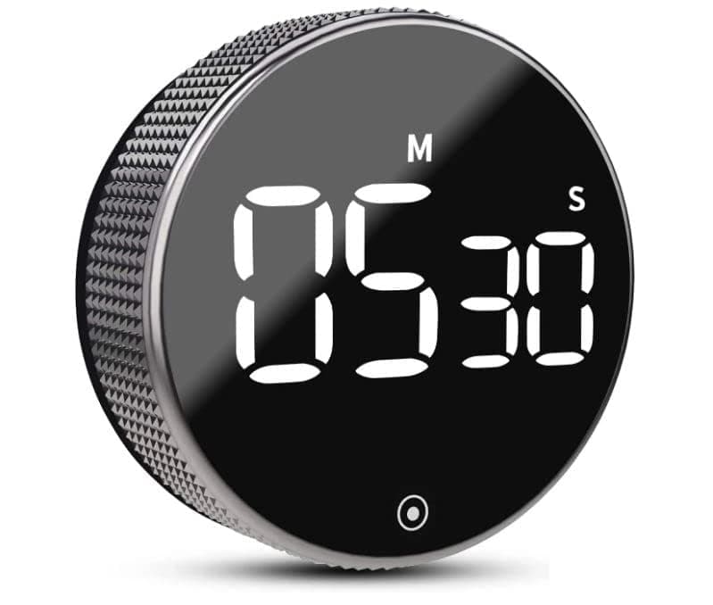 AERYS Magnetic Digital Timers, Manual Countdown Kitchen Timer Countdown Clock,Mechanical Cooking Timer Counter Clock for Seniors, Adult and Kids to Use (Silver)