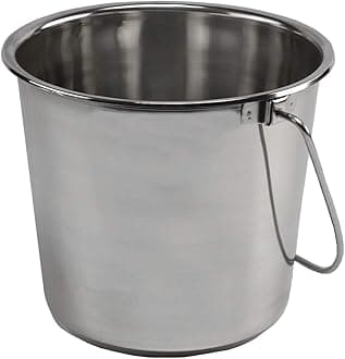Grip Stainless Steel Bucket (4 Gallon) - Great for Pets, Cleaning, Food Prep - Hang on Fences, Cages, Kennels - Home, Garage, Workshop