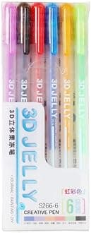 3D Jelly Pen Set, 6 Colors/12 Colors 3D Glossy Jelly Pens, Assorted Colors Gel Ink Pens for DIY Painting Drawing Coloring, Suitable on Glass, Plastic