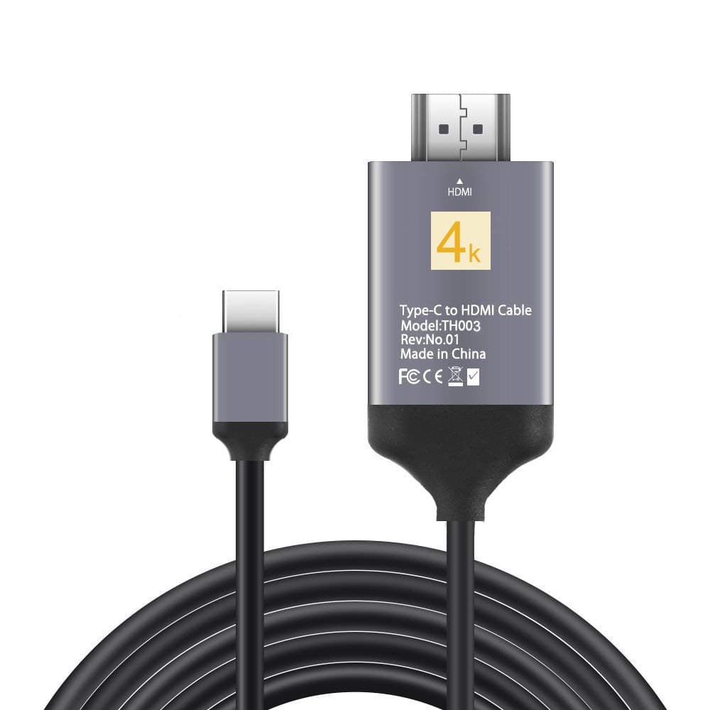 USB C to HDMI Cable,USB Type-C to HDMI Cable (4K@60HZ) [Thunderbolt 3 Compatible] for MacBook Chrome Book Surface Book iMac Galaxy S9/S8/Note8 Dell XPS 13/15 Pixelbook Pavilion.(Length:6.5 feet/2 m