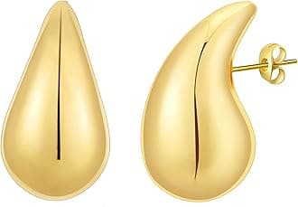 Chunky Gold Hoop Earrings for Women, Lightweight Waterdrop Teardrop Hollow Open Hoops, Hypoallergenic Gold Plated Earrings Fashion Jewelry for Women Girls 18/25/32/47mm