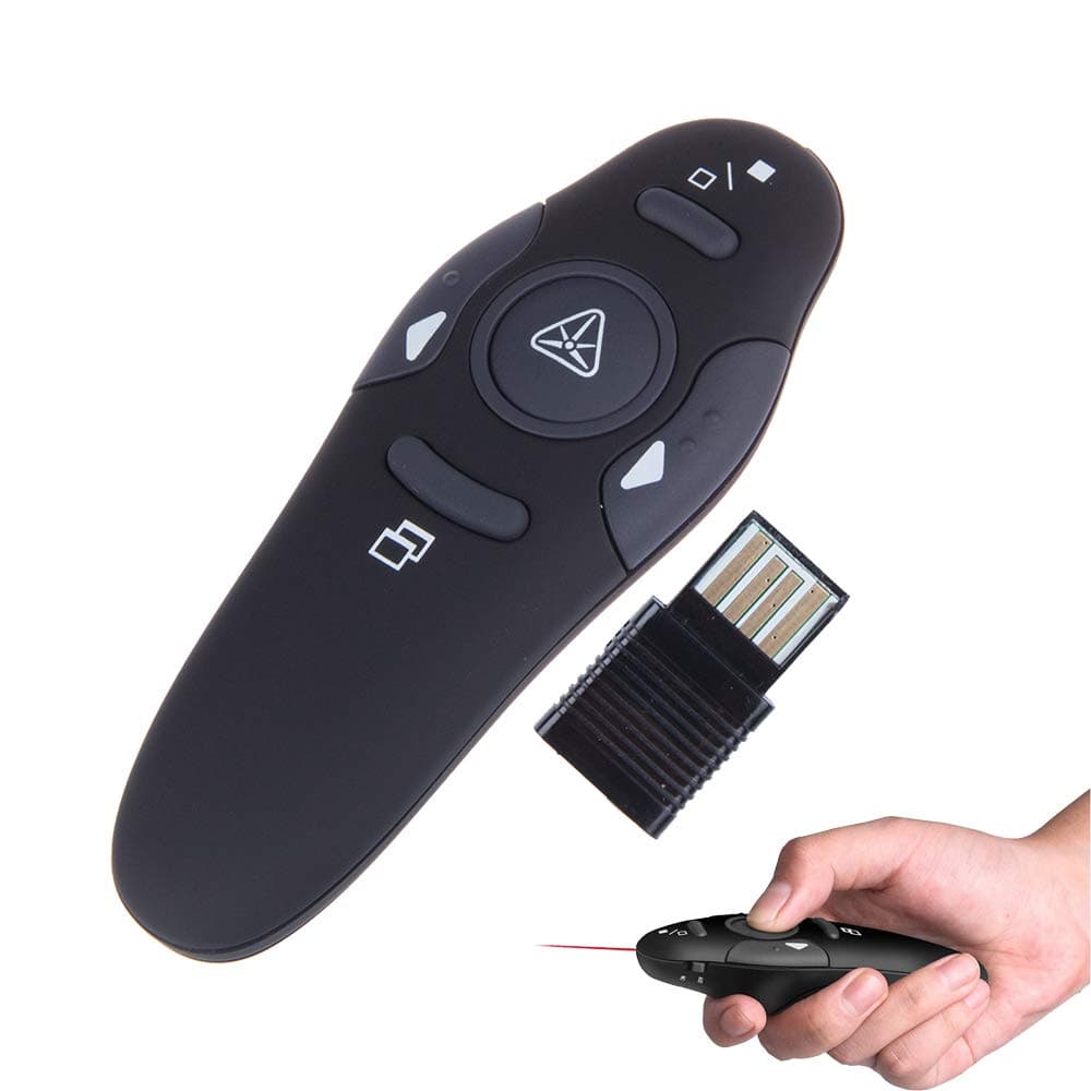 OurLeeme Wireless Presenter, 2.4GHz Powerpoint Remote Control Presentation with Red Pointers Clicker Presenter Flip Pen for PPT