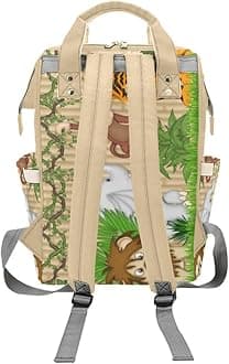 Zebra Monkey Tiger Personalized Diaper Bag Backpack Custom Name Daypack Large Mommy Bag for Teen Girl Boy Student