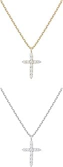14K Gold Plated Cubic Zirconia Cross Necklace for Women | Cross Faith Pendant Necklaces
