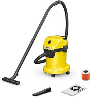 Kärcher Wet & Dry Vacuum Cleaner Wd 3 V, 1000 Watts, 17 litres Tank Capacity, Use, Car Cleaning, Furniture Blower Function, Fleece Filter Bag, Plastic Body (Yellowcartridge, 1 Count)