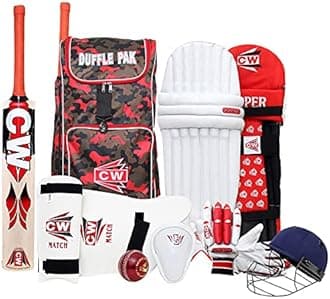 CW County Cricket Kit Camouflauge Backpack Full Kit for Boys - Girls Cricket Kit with Bat Complete Cricket Equipment Leather Ball Kashmir Willow All Age Players RH/LH