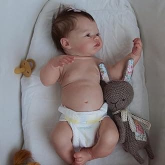 RXDOLL 18 inch Reborn Baby Dolls Anatomically Correct Girl Realistic Newborn Baby Dolls Silicone Vinyl Full Body Real Life Baby Doll Washable Toy Gifts for Kids Age 3+, Brown
