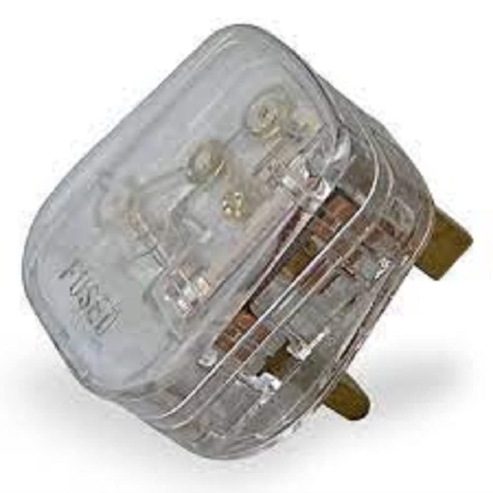 Mr Gadget Solutions® 2 x Clear Transparent Mains Electrical Plug 13A Fuse fitted Uk Power 500w Appliance