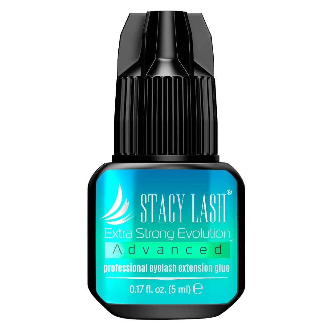 Stacy Lash Extra Strong Evolution Advanced Eyelash Extension Glue (0.17fl.oz/5ml)/ 1Sec Dry /6Weeks Retention/Black Adhesive/Professional Supplies