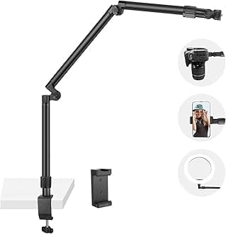 37.4" Flexible Overhead Camera Mount Desk Stand with Phone Holder