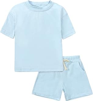 Toddler Boy Summer Outfits 2T 3T 4T Tracksuit Solid 2-piece Short Sleeve T-shirt & Shorts Clothes Set
