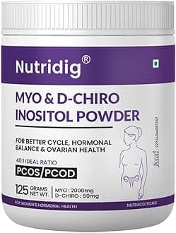 Nutridig® Myo-Inositol & D-Chiro Inositol Powder – Clinically Balanced 40:1 Ratio | Pharma Grade Inositol for PCOS, Hormone Balance & Manstural Health | 125g - 30 DAYS SUPPLY