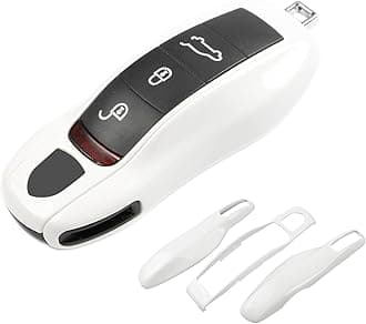 Pearl White Key Fob Cover Compatible with Porsche Key Shell Key Fob Shell Replacement Compatible with Porsche Cayenne Panamera 911 718 Macan Boxster Cayman Old Style