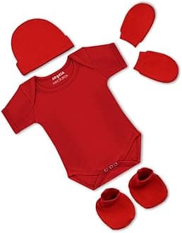 New Born Baby Clothes Set 0-3 months Pack of 4 Rompers Upto 12 Months Baby Dress for Born 0-3 Months with Rompers, Caps Mittens and Booties For New Born Baby