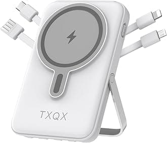 Wireless Portable Charger 10000mAh,Magnetic Power Bank with Built-in Cables LED Display,22.5W PD Fast Charging for Magsafe Battery Pack Compatible with iPhone16/15/14/13/12/Pro/Pro Max (White)