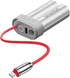 SHARGE Power Bank 10000mAh 30W Portable Charger with Built-in Type C Cable USB-C and USB-A Port Battery Pack for iPhone 17/16/15 Galaxy S24 iPad Pixel 9