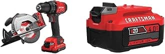 CRAFTSMAN V20 Cordless Combo Kit, 2 Tool w/Lithium Ion Battery, 4Ah (CMCK202C2 & CMCB204)