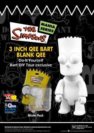 Toy2R 3" Qee Keychain Collection Bart Simpson DIY Version