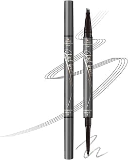 Music Flower Dual-ended Eyebrow Pencil - Ultra-fine Pencil and Four-tip Liquid Brow Pen for Quick and Precise Brow Definition, Eye Makeup Gifts for Women, Dark Grey