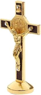 POFET Crucifix Jesus Christ Cross Statue Figurine For Car Home Chapel Decor - Gold