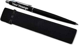 Parker Classic Slimline Ballpoint Personalised Pen In Classy Gift Bag Ideal Valentine's day Birthday or Mothers Day Gift Perfect Men & Women Engraved Parker Pen (Matte Black & Silver)