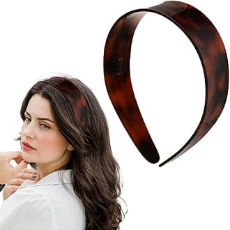Acrylic Tortoise Shell Headband for Women’s Hair Wide Vintage Acetate Headband with Teeth Brown Plastic Hard Headbands Hairband Head Band No Crease Plain Resin Headbands French Style Hair Band Hoop