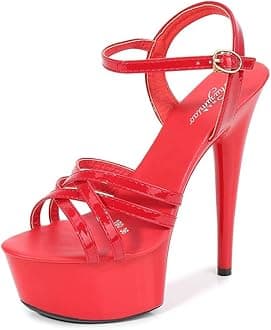 YekgfuD Shoes Women Stiletto Sandals Striptease Walking Show Sandals Model High-Heeled Shoes Sandals Platform Wedding Shoes Female New Heel Height 15Cm/5.9In