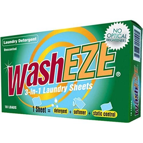 WashEZE 3 in 1 Laundry Detergent Sheets Unscented 40 count with Fabric Softener Fragrance and Phosphate Free- More efficient than pods pacs powders or liquids