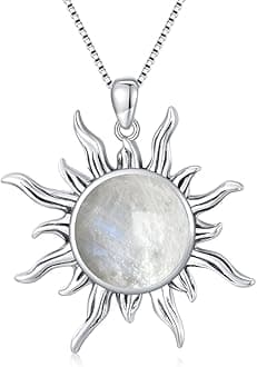 Sun Turquoise Pendant Necklace, 925 Sterling Silver Genuine Gemstones Western Jewelry Gift for Women