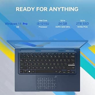 ASUS Vivobook 2024 Newest Business Laptop, 14" FHD Display, 6-Core Intel i3-1215U CPU (Beats i5-1135G7), 16GB RAM, 512GB SSD, UHD Graphics, WiFi 6E, Battery