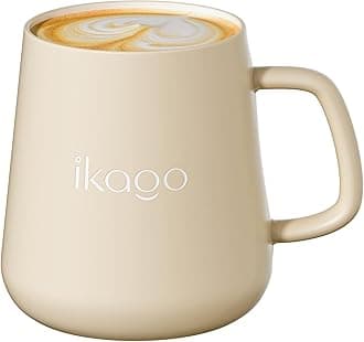 Beige Ceramic Coffee Mug Set, 15oz Coffee Mugs with Lid and Spoon, Black Coffee Mug, Matching Mug lid, Novelty Laser Engraving Pattern, Best Gift for Coffee, Tea, Cocoa LoversGlobal Recycled StandardGlobal Recycled StandardGlobal Recycled Standard