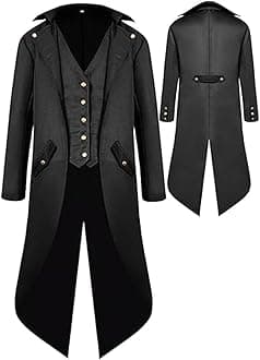 Renaissance Steampunk Tailcoat Halloween Costumes for Boys, Medieval Pirate Vampire Victorian Jacket Frock Coat Kids