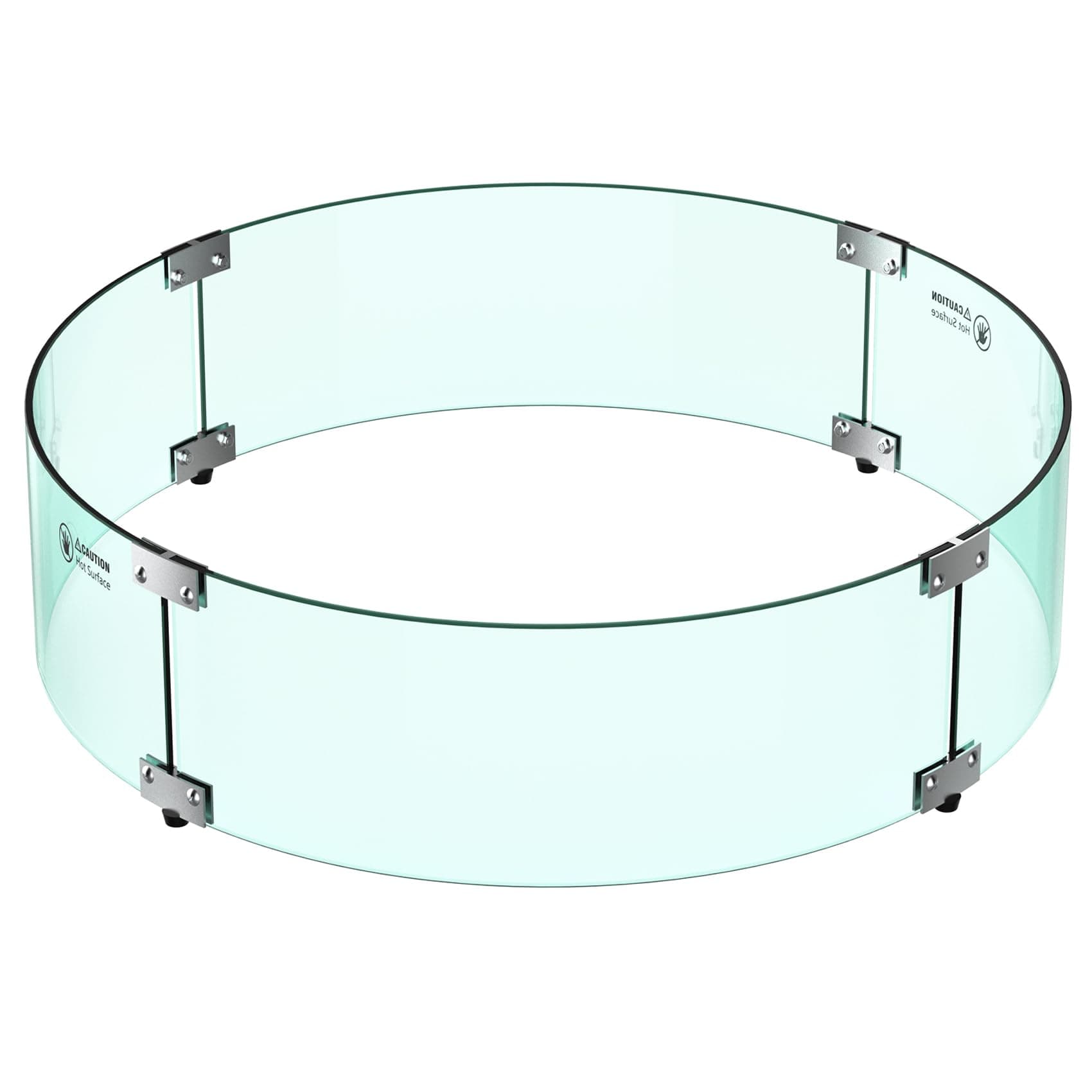 24" Round Fire Pit Glass Wind Guard, Thick & Clear Tempered Glass Flame Shield with Bracket & Feet, Fit for Outdoor Propane/Natural Gas Fire Pit/Table