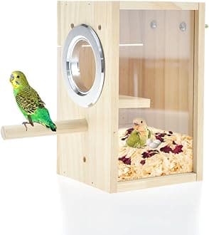 Bird Nest Box Parakeet Breeding Nest Box Bird Nest House Wooden Acrylic Transparent Breeding Box for Finch Lovebirds Cockatiel Budgie Conure Parrot