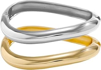 Gold Bangle Bracelets for Women Silver Plated Wide Wire Chunky Cuff Bracelets Trendy Hinged Cuff Open Wide Chunky Silver Bracelet Irregular Minimalist Bangle Jewelry