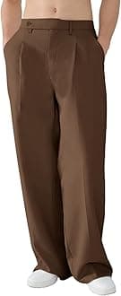 Mens Casual Dress Pants Pleated Old Money Wide Leg Baggy Pants Fall Relaxed Fit Slacks Work Trousers
