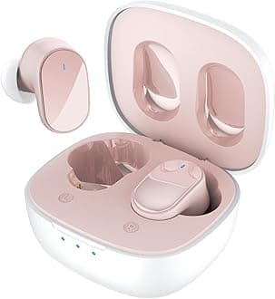 True Wireless Earbuds 7 Bluetooth 5.3, Stereo Earphones 10mm Driver with Deep Bass, 40ms Ultra Low Latency for Gaming, Running - 22H Playtime/Touch Control/Game Modes/Built-in Mic - Pink