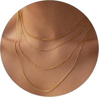 SenteriaGold Necklaces for Women Trendy 14KGold Chain Necklace Dainty Chunky Gold Choker Long Layered Necklace Set for Women 3/4Pcs