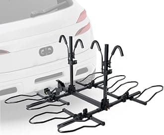 KAC Premium Bike Rack for Car, SUV, Hatchback Mount - Anti-Wobble Hitch & Quick Release Lever for Bikes - Heavy Duty Bicycle Carrier, Easy to Assemble/Install - Tire & Frame Straps Included (4 Bikes)