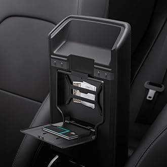Spigen Tesla Model Y 2025 Juniper and Model 3 Highland 2024 2025 Center Console Hidden Storage Box, Tap Technology, Designed for Model 3 Accessories - Carbon